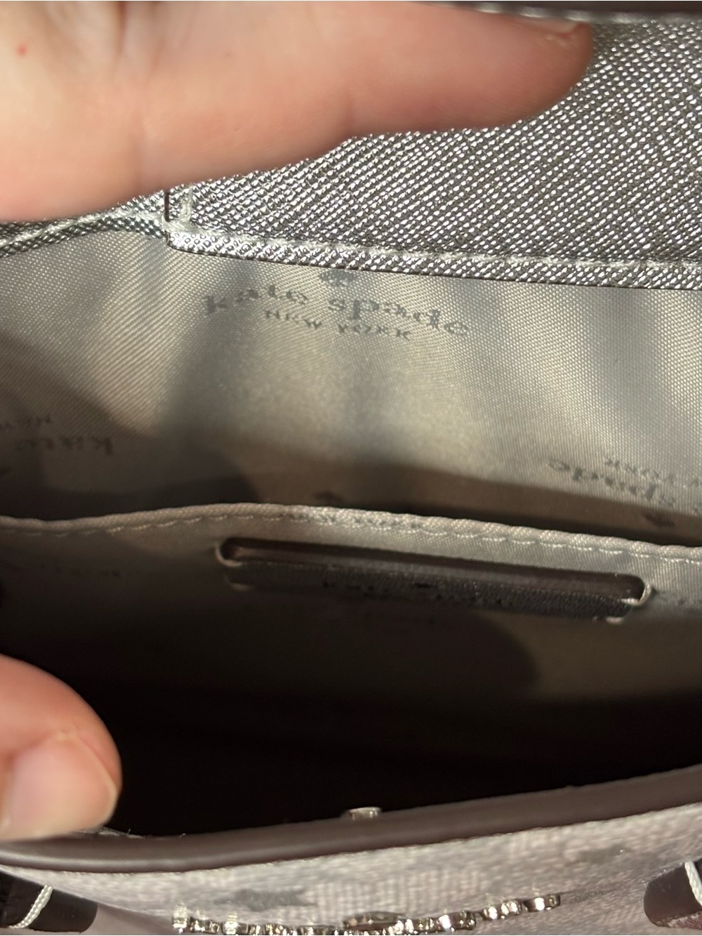 Kate Spade KJ957 Flower Star Toss Small Tote Crossbody In Platinum Grey NWOT - Picture 10 of 14